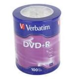 Verbatim 16X DVD+R, 100 pack, Verbatim logo on top