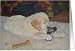 The Bone - Golden Retriever puppy chewing a shoe Card