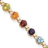 14k 7 Inch Genuine Round Gemstone Rainbow Bracelet - Lobster Claw - JewelryWeb