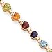 14k 7 Inch Genuine Round Gemstone Rainbow Bracelet
