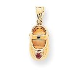 14k 3-D July Ruby Engraveable Baby Shoe Charm