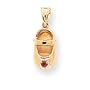 14k 3-D July/Ruby Engraveable Baby Shoe Charm