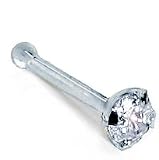 2.0mm / .03ct Diamond- 950 Platinum Nose Ring Bone / Stud- 20 Gauge