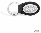 Arkansas Black Leather Oval Key Chain