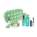 Clinique Travel Set: Eye Solvent 60ml+ Liquid Soap 50ml+ Face Powder+ Mascara+ Lipstick+ Bag--5pcs+1bag