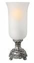 Battery Operated Lighted LED Old World Style Hurricane Lamp With Pewter Base