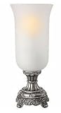 Battery Operated Lighted LED Old World Style Hurricane Lamp With Pewter Base
