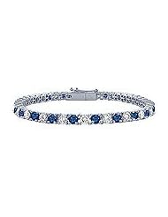 Sapphire and Diamond Tennis Bracelet : Platinum â€" 5.00 CT TGW