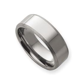 Tungsten Polished with Brushed Edge Wedding Band - Size 8.5