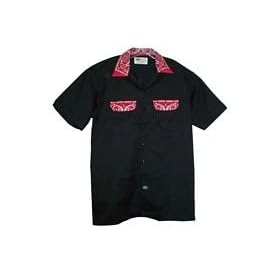 Bandana Fever : Custom Bandana Dickies SS Shirt (Black/Red)