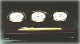 Nautical WeatherMaster Clock, Thermometer, Hygrometer Solid Brass on Mahogany Wood Base