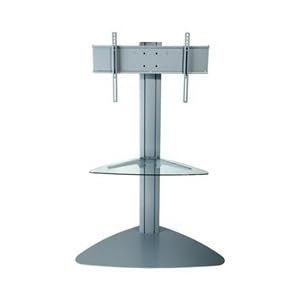 Peerless SGLS01 Universal Floor Stand with Clear Glass Shelf for 32-50 Displays - Silver by