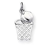 Sterling Silver Basketball In Hoop Charm