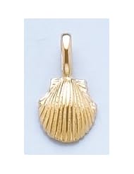Gold Nautical Charm Pendant Mini Scallop Shell W Fixed Bail