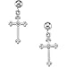 14K White Gold Cross & Ball Dangle Earring