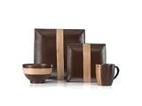 Gourmet Basics by Mikasa Bamboo Collection Square Brown Serving Platter 14.8-in.