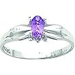 14K White Gold 0.01 cttw Amethyst & Clear Diamond Birthstone Right Hand Ring