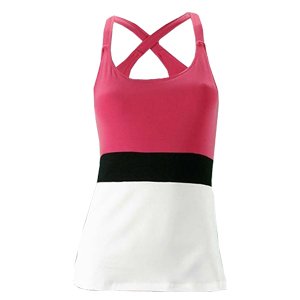 Cami Tennis Fitness Top (XL, White with hot pink and black)
