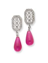 Sterling Silver Red Stone and Clear CZ Earrings QE2959"