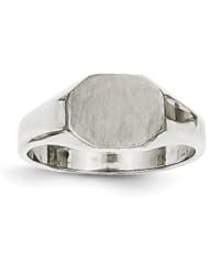 Genuine IceCarats Designer Jewelry Gift 14K White Gold Child&apos;s Signet Ring Size 3.00