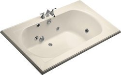 Kohler Memoirs 6 Foot Drop In Jetted Tub with Center Drain Almond - K-1418-HN-47
