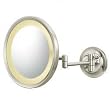 Lighted Round Wall Mounted 5X Mirror, Hard Wired, Brushed Nickel