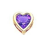 14K Gold 6mm Heart Amethyst Slide Pendant Jewelry