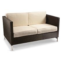 Metropolitan Love Seat with Cushions - Sailcloth Shell,Modern Bronze - Outdoor Patio Furniture - Frontgate