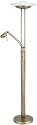 Antique Brass Finish Halogen Torchiere Reading Combination Floor Lamp