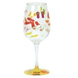 Cr Gibson Lolita Love My Party of Two, Flip Flop 16-Ounce Acrylic Wine Glasses, Set of 2
