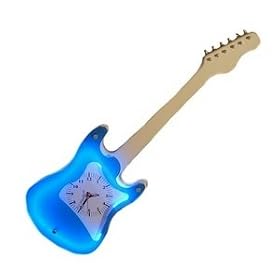 Guitar Clock With Blue Neon