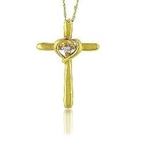 Diamond Cross Pendant set in 10K Yellow Gold on an 18 Chain