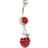 Ruby Red JEWELED APPLE Dangle Belly Button Ring - B0002SCW88