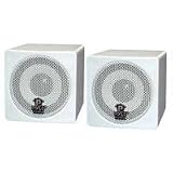 Pyle Home PCB3WT 3-Inch 100-Watt Mini Cube Bookshelf Speaker (White) (Pair)