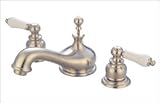 Brushed Nickel 4 Widespread Lav Faucet w/Porc L Hdls