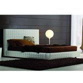 Alix Platform Leather Bed w/ Tall Headboard by Rossetto