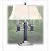 2 Light Antique Nickel Finish and Ivory Brussels Linen Shade Westinghouse Table Lamp Light Fixture