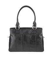 Leather Stab Stitched Tote Bag