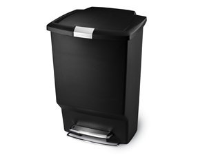 simplehuman Step Trash Can, Rectangular, Plastic, 10-1/2 Gallons, Black