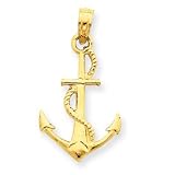 14k Solid Polished 3-Dimensional Anchor Pendant