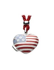 Child & Teen Jewelry - Silver Stars And Stripes Heart Locket Necklace