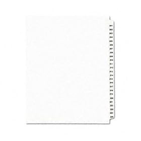 Avery-Style Legal Side Tab Divider, Title: 201-225, Letter, White, 1 Set