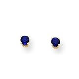 14k 3mm Round September/Sapphire Post Earrings
