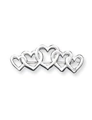 Sterling Silver Satin Finish Diamond Cut Five Heart Pin