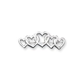 Sterling Silver Satin Finish Diamond-Cut Five Heart Pin - JewelryWeb: Jewelry