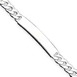 Sterling Silver 8inch Engraveable Antiqued Figaro Link ID Bracelet