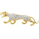 18kt Over Sterling Silver Genuine Diamond and Sapphire Jaguar Brooch
