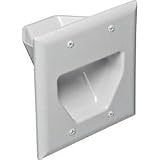 DataComm 45-0002-WH 2-Gang Recessed Low Voltage Cable Plate (White)