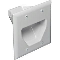 DataComm 45-0002-WH 2-Gang Recessed Low Voltage Cable Plate (White)