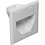 DataComm 45-0002-WH 2-Gang Recessed Low Voltage Cable Plate (White)
